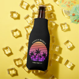 Tropical Palm Trees Custom Pink Black Beach Party Flaschenkühler