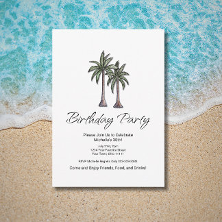 Tropical Palm Trees Elegant 30th Birthday Party Einladung