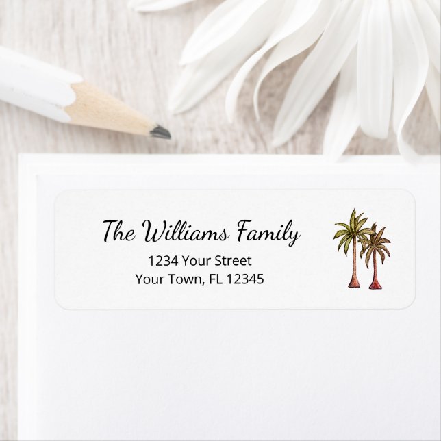 Tropical Palm Trees Elegante Beach Rücksendeadress (Insitu)