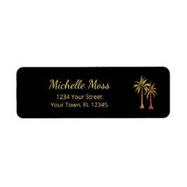 Tropical Palm Trees Elegante Schwarze Rücksendeadr