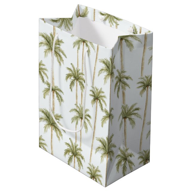 Tropical Palm Trees Geburtstag Mittlere Geschenktüte (Vorderseite Schrägansicht)