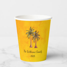 Tropical Palm Trees Gold Sommer Swim Pool Party Pappbecher