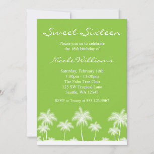 Tropical Palm Trees Green Sweet 16 Einladung