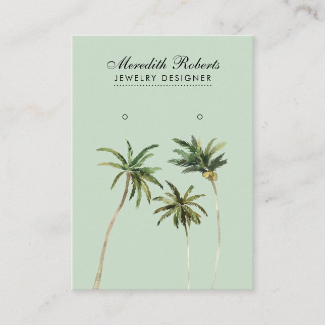 Tropical Palm Trees Jewelier Earring Display Card Visitenkarte (Vorderseite)