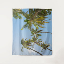 Tropical Palm Trees Low Angle View Beach House Wandteppich