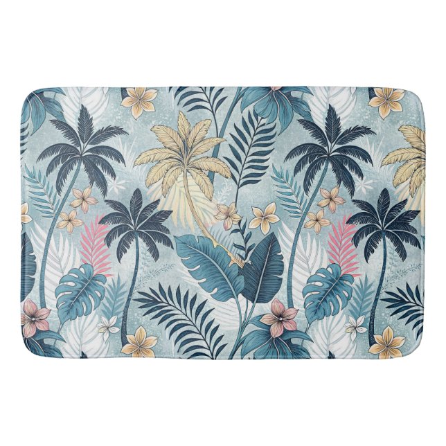 Tropical Palm Trees Monstera Beach Badematte (Vorderseite)