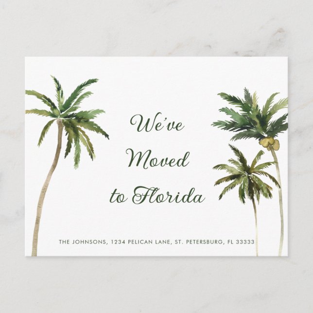 Tropical Palm Trees New Address Ankündigungspostkarte (Vorderseite)