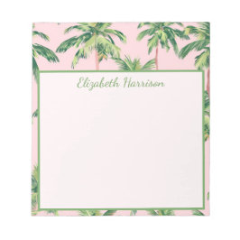 Tropical Palm Trees on Pink Personalized Notizblock