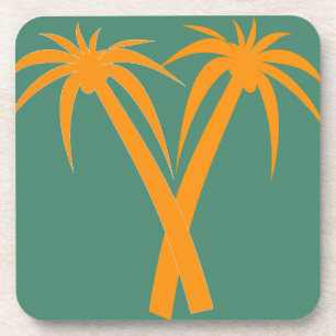 Tropical Palm Trees Orange Summer Getränkeuntersetzer