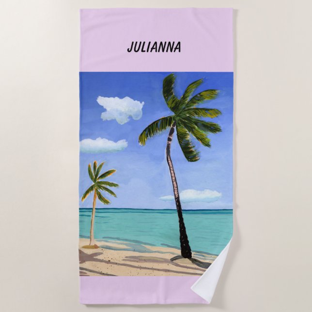 Tropical Palm Trees personalisierbare Badetücher Strandtuch (Vorderseite)