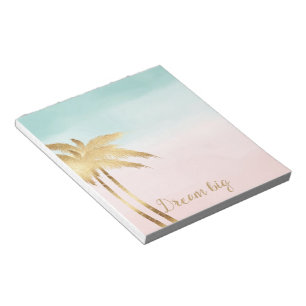 Tropical Palm Trees Pink Mint Ombre Gold Traum gro Notizblock