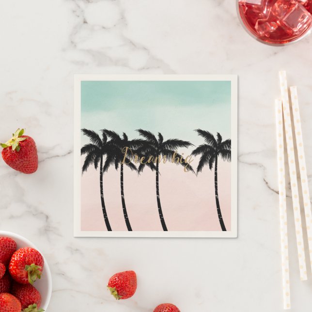 Tropical Palm Trees Pink Mint Ombre Gold Traum gro Serviette (Beispiel)