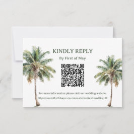 Tropical Palm Trees QR RSVP Card