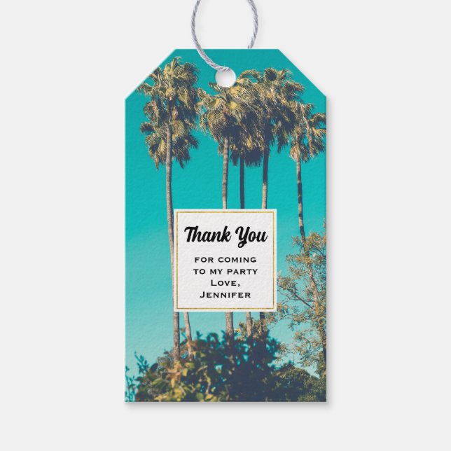 Tropical Palm Trees Retro Party Vielen Dank Geschenkanhänger (Vorderseite)
