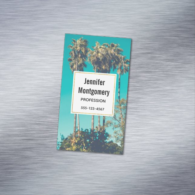 Tropical Palm Trees Retro Vibe Magnetische Visitenkarte (Beispiel)