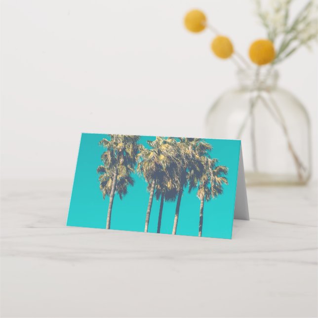 Tropical Palm Trees Retro Vibe Platzkarte (Vorderseite)
