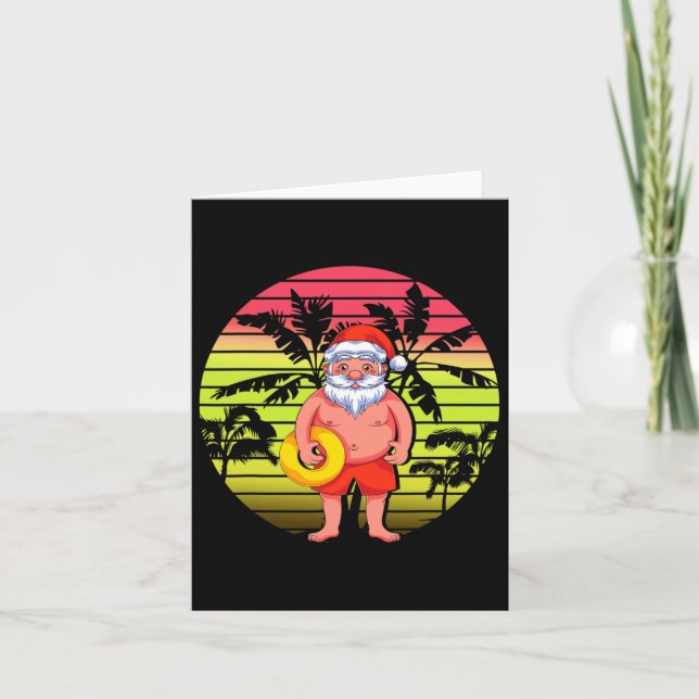 Tropical Palm Trees Santa Claus Sommer I Karte (Vorderseite)