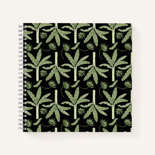 Tropical palm trees seamless pattern notizbuch (Vorderseite)