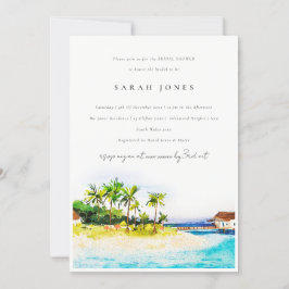 Tropical Palm Trees Seascape Beach Brautparty Einladung