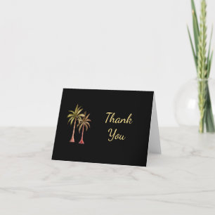 Tropical Palm Trees Skript Simple Black Dankeskarte