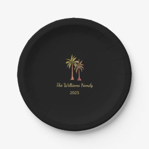 Tropical Palm Trees Summer Swim Party Black Pappteller