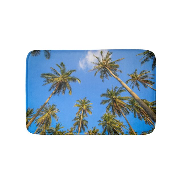 Tropical Palm Trees und Blue Sky Fun Sommerlich Badematte (Vorderseite)