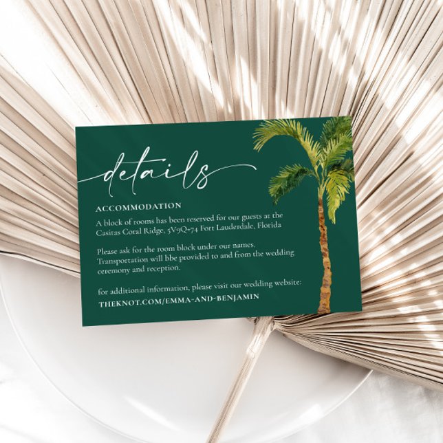 Tropical Palm Trees Wedding Details Umschließkarte Begleitkarte (Von Creator hochgeladen)