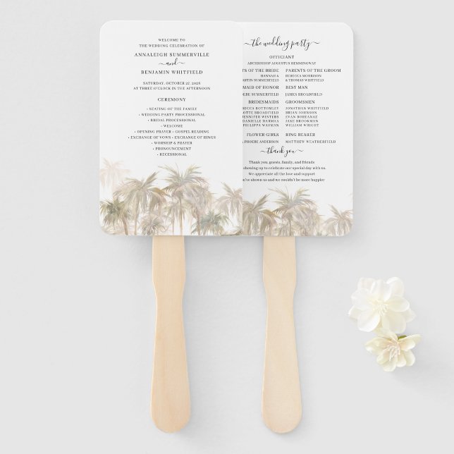 Tropical Palm Trees Wedding Program Fächer (Vorne und Hinten)