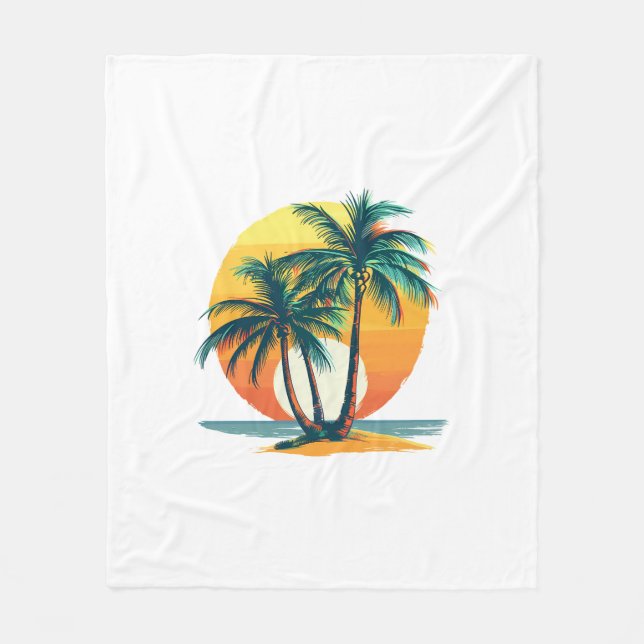 Tropical Palm Trees with Vibrant Sunset Fleecedecke (Vorderseite)