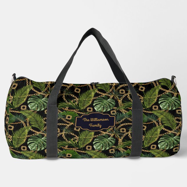 Tropical Palm Verlassen Golden Chains Luxus-Reise Duffle Bag (Vorderseite)