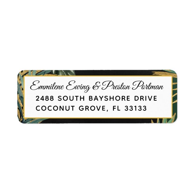 Tropical Palm Wedding Return Address Label (Vorne)