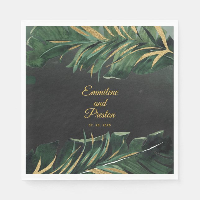 Tropical Palm Wedge 6" Square Luncheon Napkins Serviette (Vorderseite)