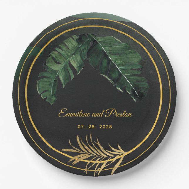 Tropical Palm Wedge 9 Zoll Abendessen Pappteller (Vorderseite)