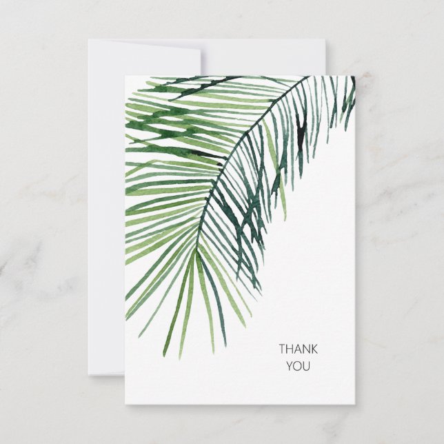 Tropical Palm White Wedge Vielen Dank Dankeskarte (Vorderseite)