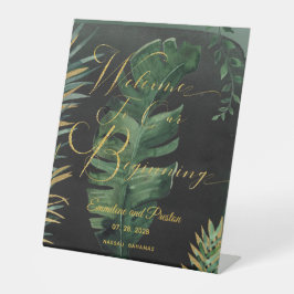 Tropical Palm Willkommen zu unseren Anfängen Sockelschild