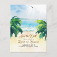 Tropical Palms Beach Romantik Save the Date