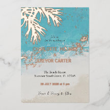 Tropical Palms Blue Ocean Beach Hochzeit Gold
