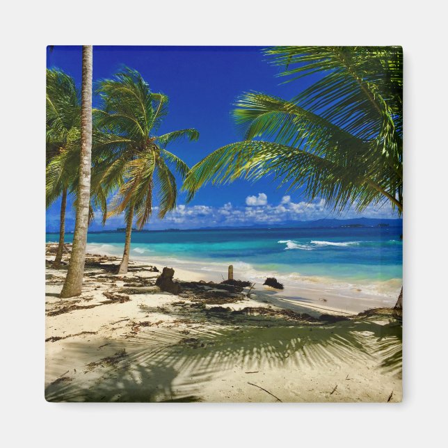 Tropical Palms San Blas Panama Sandy Beach Island Magnet (Vorne)