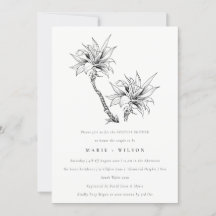 Tropical Palms Schwarz-weiß Sketch Paare Dusche