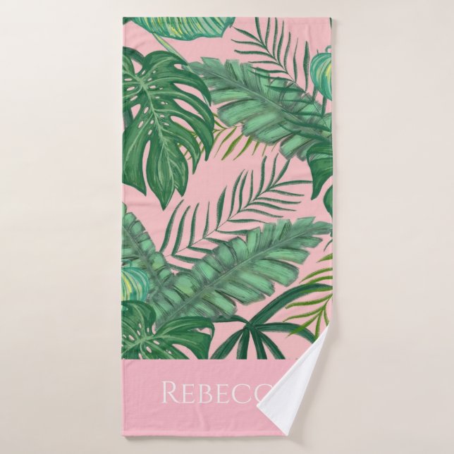 Tropical Palms Stripe Serviette de plage personnal (Serviette de bain)