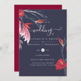 Tropical Pampas Grass Navy Berry Wedding