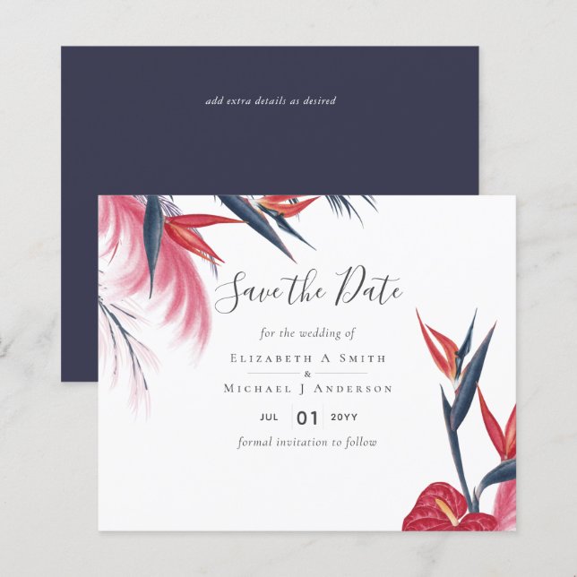 Tropical Pampas Grass Navy Berry Wedding (Vorne/Hinten)