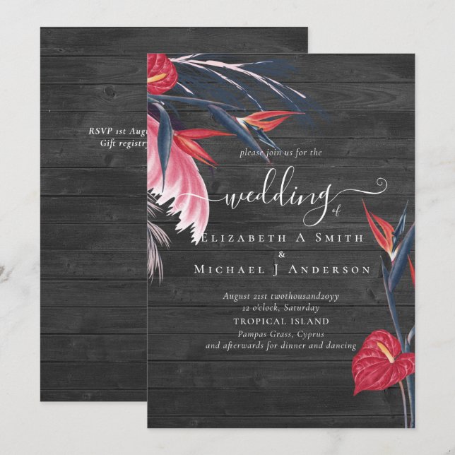 Tropical Pampas Grass Navy Berry Wedding (Vorne/Hinten)