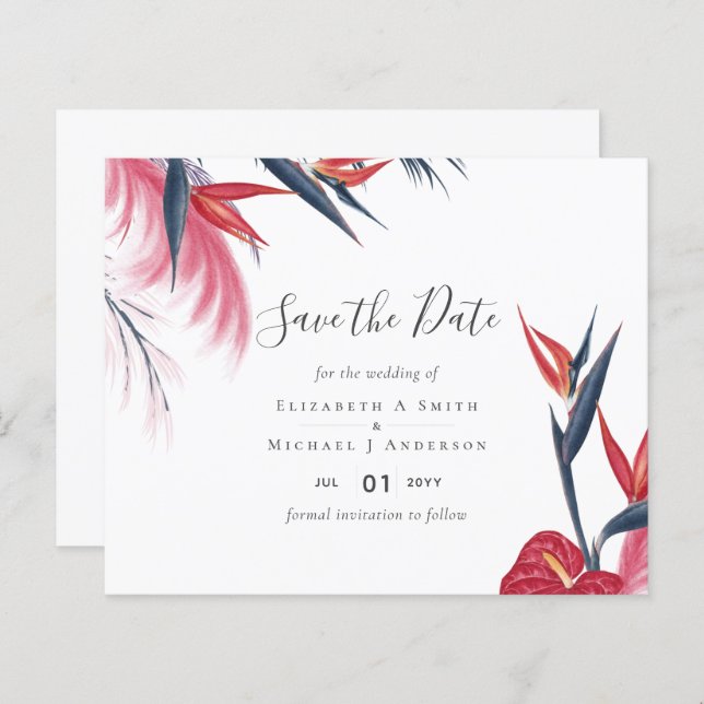 Tropical Pampas Grass Navy Berry Wedding (Vorne/Hinten)