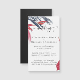 Tropical Pampas Grass Navy Berry Wedding Magnetkarte
