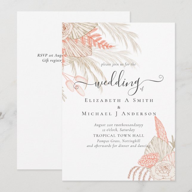 Tropical Pampas Grass Terracotta Wedding (Vorne/Hinten)