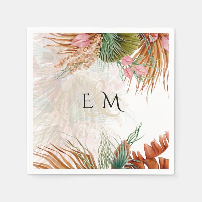 Tropical Pampas Grass Terracotta Wedding Serviette (Vorderseite)