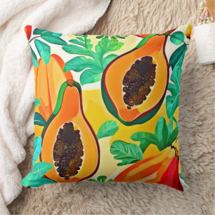 Tropical Papaya Pop Art Kissen