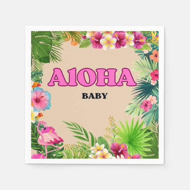Tropical Paradise Babydusche: Aloha Baby Napkins Serviette (Vorderseite)
