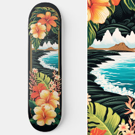 Tropical Paradise Beach & Blume Art Skateboard